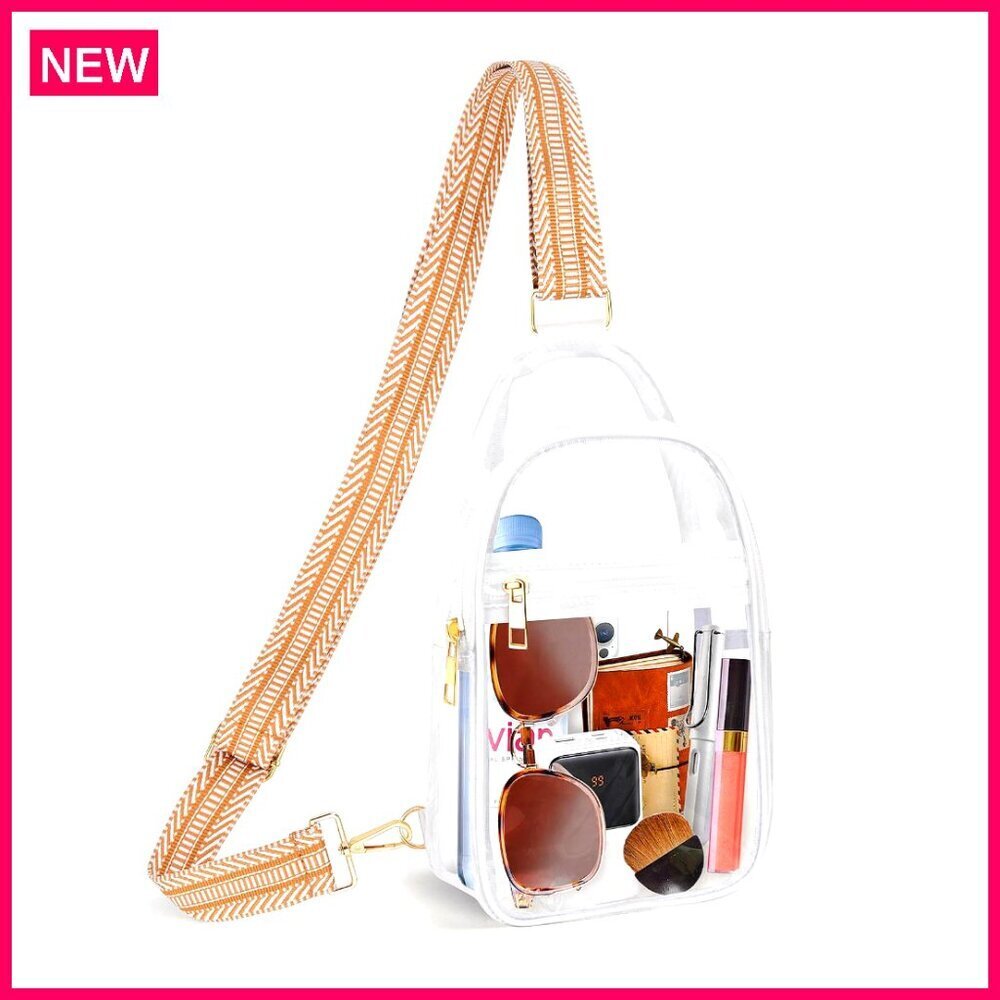 Clear Crossbody Stadium Bag with Front Pocket, 6.5x1.5x10.5 Inches
